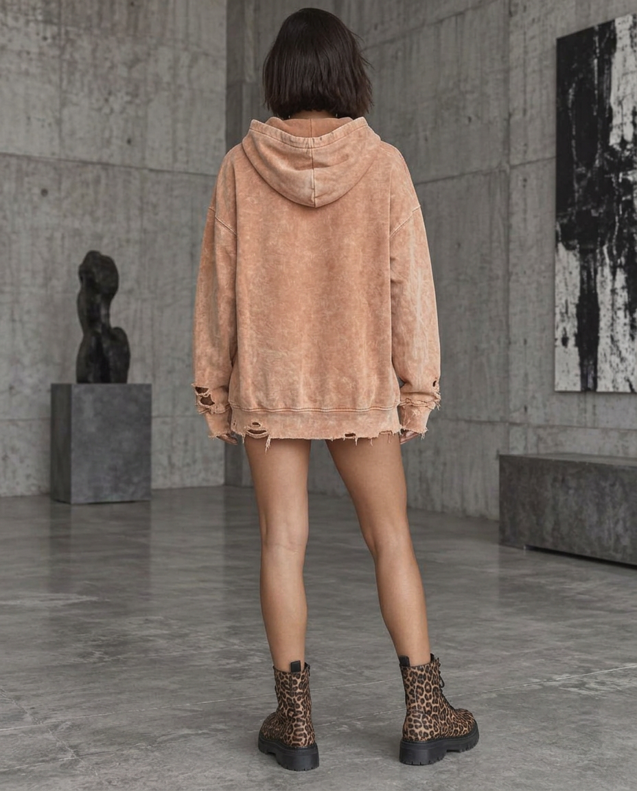 Self-Made Frayed Hoodie — alternate view