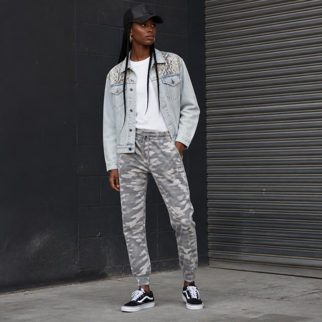 Snake panel denim jacket