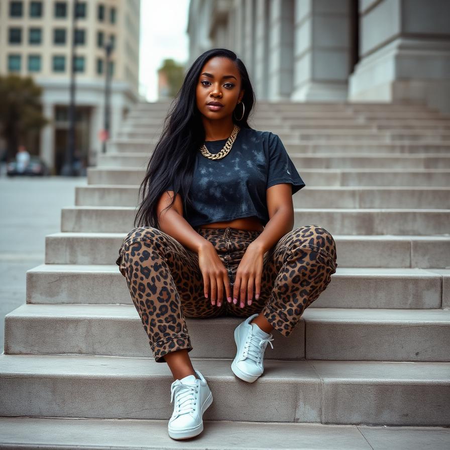 Leopard cargo pant fit